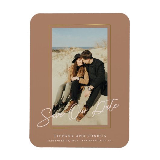 Elegantes Foto Save the Date Flexibles Foto Magnet (Vertikal)