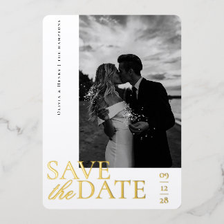 Elegantes Foto Save the Date Folien Feiertagskarte