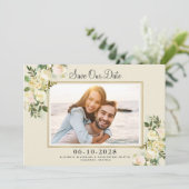 Elegantes Foto Save the Date Goldrahmen (Stehend Vorderseite)
