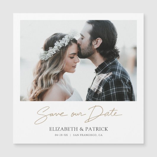 Elegantes Foto Save the Date Hochzeit Magneteinladung (Vorderseite)