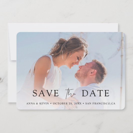Elegantes Foto Save the Date Hochzeitsfeier (Vorderseite)