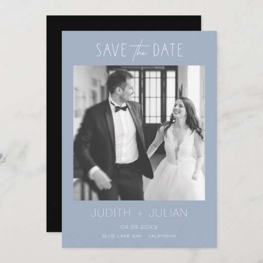 Elegantes Foto Save the Date Hochzeitsfeier Einladung (Vorne/Hinten)