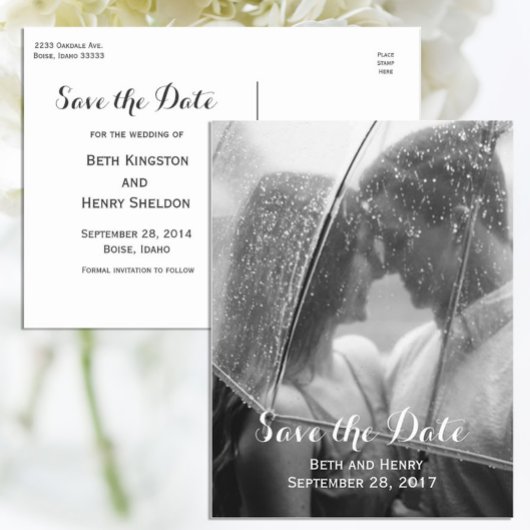 Elegantes Foto Save the Date Postkarte