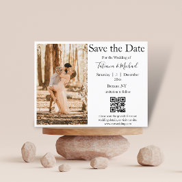 Elegantes Foto Save the Date qr Hochzeit Ankündigungspostkarte