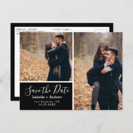 Elegantes Foto Schwarz Ankündigungspostkarte