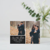 Elegantes Foto Schwarz Ankündigungspostkarte (Stehend Vorderseite)