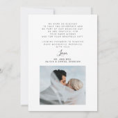 Elegantes Foto Schwarz-weiße Hochzeit danke Karte (Rückseite)