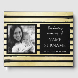 Elegantes Foto schwarze Goldfarbe gestreift Beerdi Gästebuch