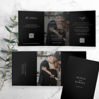 Elegantes Foto schwarze Hochzeit RSVP Details QR-C