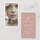 Elegantes Foto Script Calligraphy Monogram Visitenkarte (Vorne/Hinten)