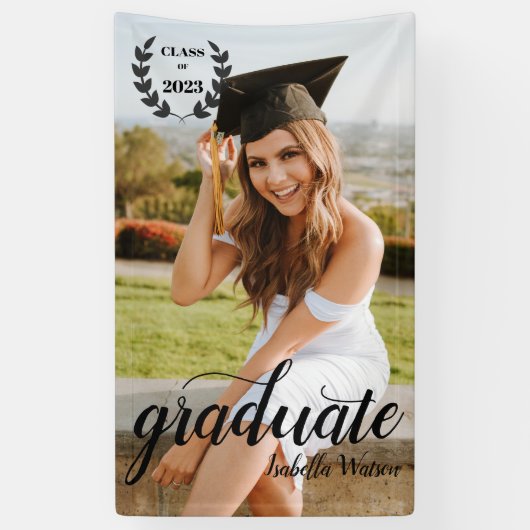 Elegantes Foto Script Graduate Banner (Vertikal)