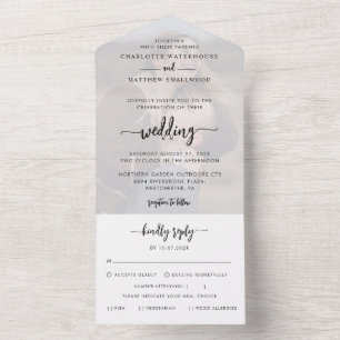Elegantes Foto-Script Hochzeit All In One Einladung
