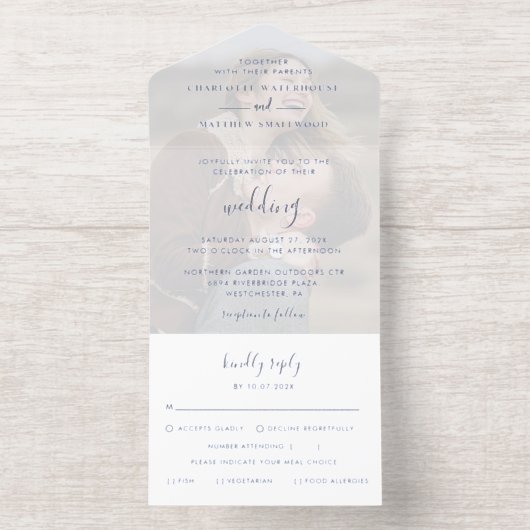 Elegantes Foto Script Hochzeit All-in-One-Einladung (Innenseite)