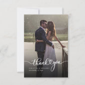 Elegantes Foto Script Moderne Hochzeit Dankeskarte (Vorderseite)