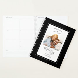Elegantes Foto Script Moderne Schwarz-Weiß-Hochzei Planer