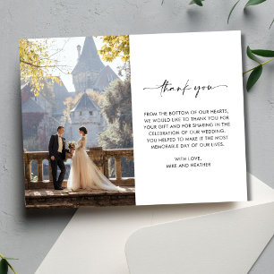 Elegantes Foto Script Wedding Dankeschön Card Dankeskarte