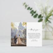 Elegantes Foto Script Wedding Dankeschön Card Dankeskarte (Stehend Vorderseite)