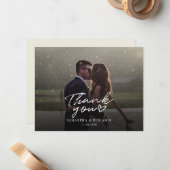 Elegantes Foto Script Wedding Dankeschön Card Mitteilungskarte (Vorderseite/Rückseite Beispiel)
