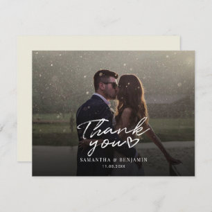 Elegantes Foto Script Wedding Dankeschön Card Mitteilungskarte