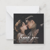 Elegantes Foto Script Wedding Vielen Dank Mitteilungskarte (Vorderseite)