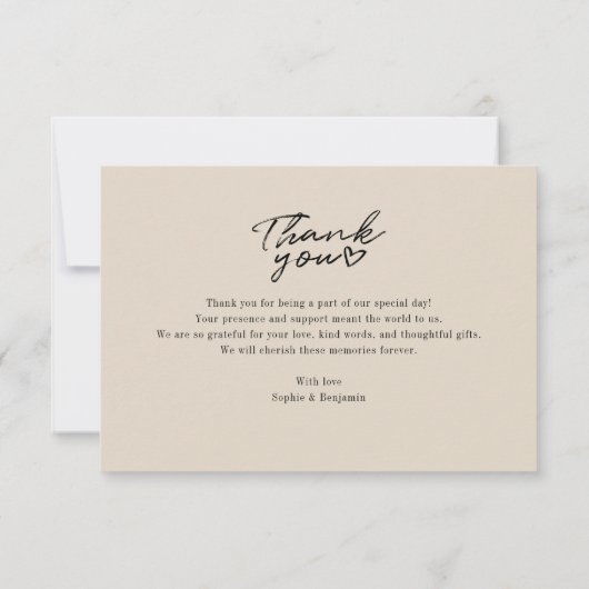 Elegantes Foto Script Wedding Vielen Dank Mitteilungskarte (Rückseite)
