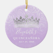 Elegantes Foto Silver and Light Lila Quinceanera Keramik Ornament (Vorne)