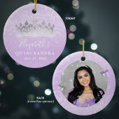 Elegantes Foto Silver and Light Lila Quinceanera Keramik Ornament