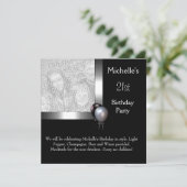 Elegantes Foto Silver Black Ballon 21. Geburtstag Einladung (Stehend Vorderseite)
