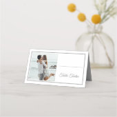 Elegantes Foto Silver Wedding Tischnummer Platzkarte (Vorderseite)