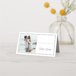 Elegantes Foto Silver Wedding Tischnummer Platzkarte