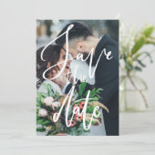 Elegantes Foto Skript Hochzeit Speichern Sie das D Save The Date (Stehend Vorderseite)