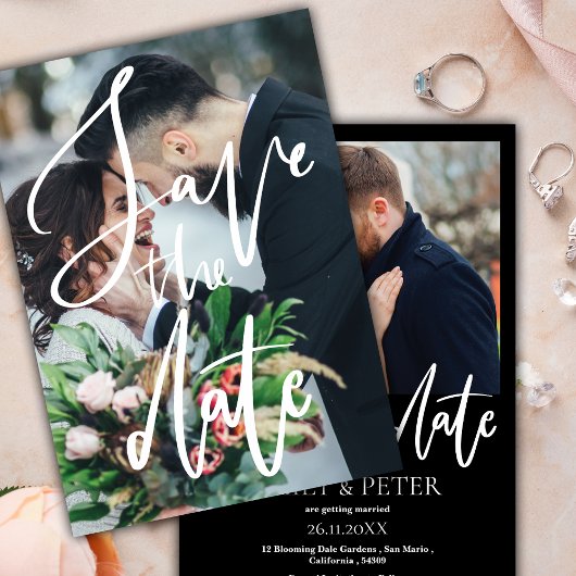 Elegantes Foto Skript Hochzeit Speichern Sie das D Save The Date