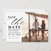 Elegantes Foto-Skript-Kalligraphie & QR-Code-Hochz Save The Date (Vorderseite)