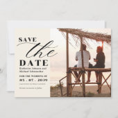 Elegantes Foto-Skript-Kalligraphie & QR-Code-Hochz Save The Date (Vorderseite)