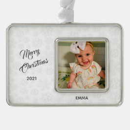 Elegantes Foto Snowflake Hintergrund Gerahmte Orna Rahmen-Ornament Silber