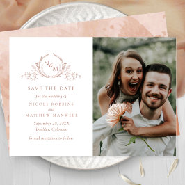 Elegantes Foto Terracotta Monogram Wedding Save The Date