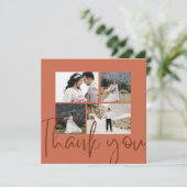 Elegantes Foto Terracotta Wedding Dankeschön Karte (Stehend Vorderseite)