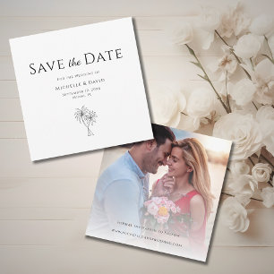 Elegantes Foto Tropische Palmen Ziel Save The Date