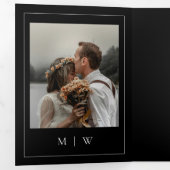 Elegantes Foto UAWG Details QR Code Black Wedding Dreifach Gefaltete Einladung (Innen Erste Seite)
