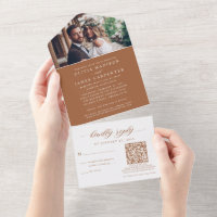 Elegantes Foto UAWG QR Code Burnt Orange Wedding