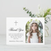 Elegantes Foto über die Erste Heilige Kommune Dankeskarte (Stehend Vorderseite)