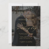 Elegantes Foto überlagern Imitate Gold Schwarze Ho Einladung (Vorderseite)