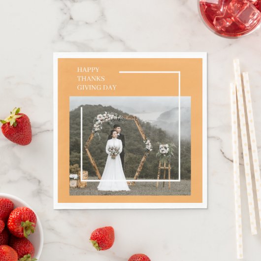 Elegantes Foto und glücklicher Erntedanktag Serviette (Beispiel)