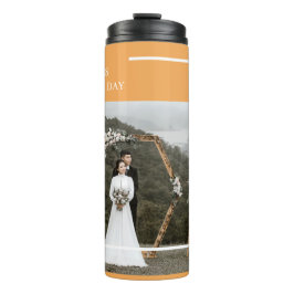 Elegantes Foto und glücklicher Erntedanktag Thermosbecher