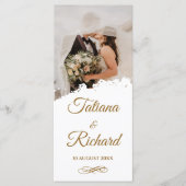Elegantes Foto- und Goldschrift-Hochzeitsprogramm Programm (Vorderseite)