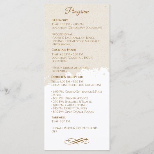 Elegantes Foto- und Goldskriptprogramm Programm (Rückseite)