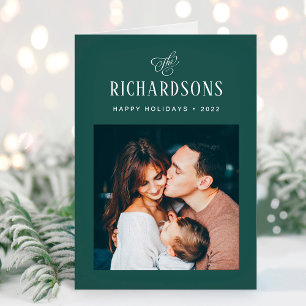 Elegantes Foto und Name   Happy Holidays Feiertagskarte