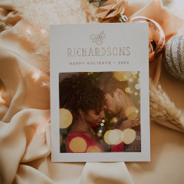 Elegantes Foto und Name | Happy Holidays Folien Feiertagskarte