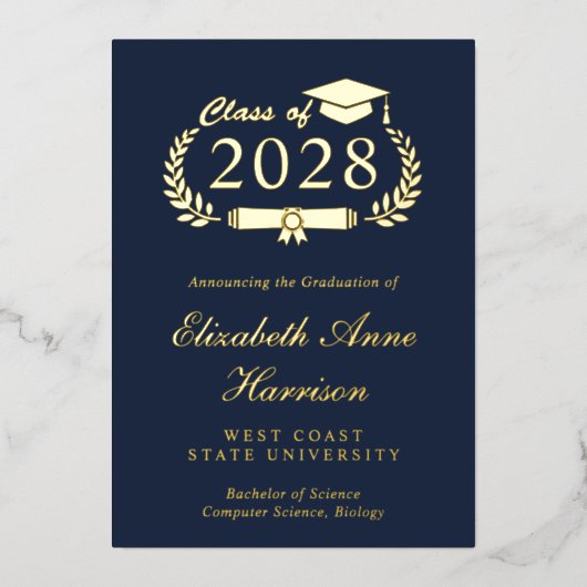 Elegantes Foto Uni-Abschluß Ankündigung (Vorderseite)