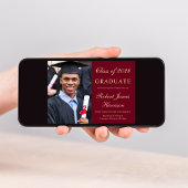 Elegantes Foto Uni Burgundy Gold Abschluss Ankündigung